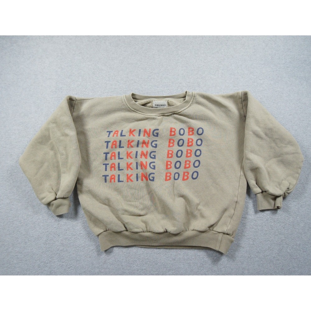 Bobo Choses Sweatshirt Kids 8-9 Beige Crewneck Talking Bobo Graphic Pullover